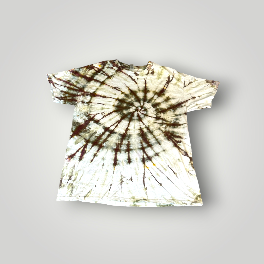 "Ancient Echo" Intricate Spiral T-shirt – Sand & Oak – 1 of 1 (Size L)