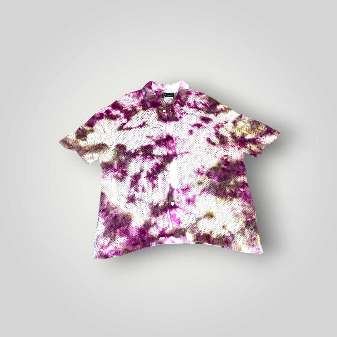 "Velvet Earth" Knit Button Up Shirt – Purple & Ochre – 1 of 1 - Size X-Large