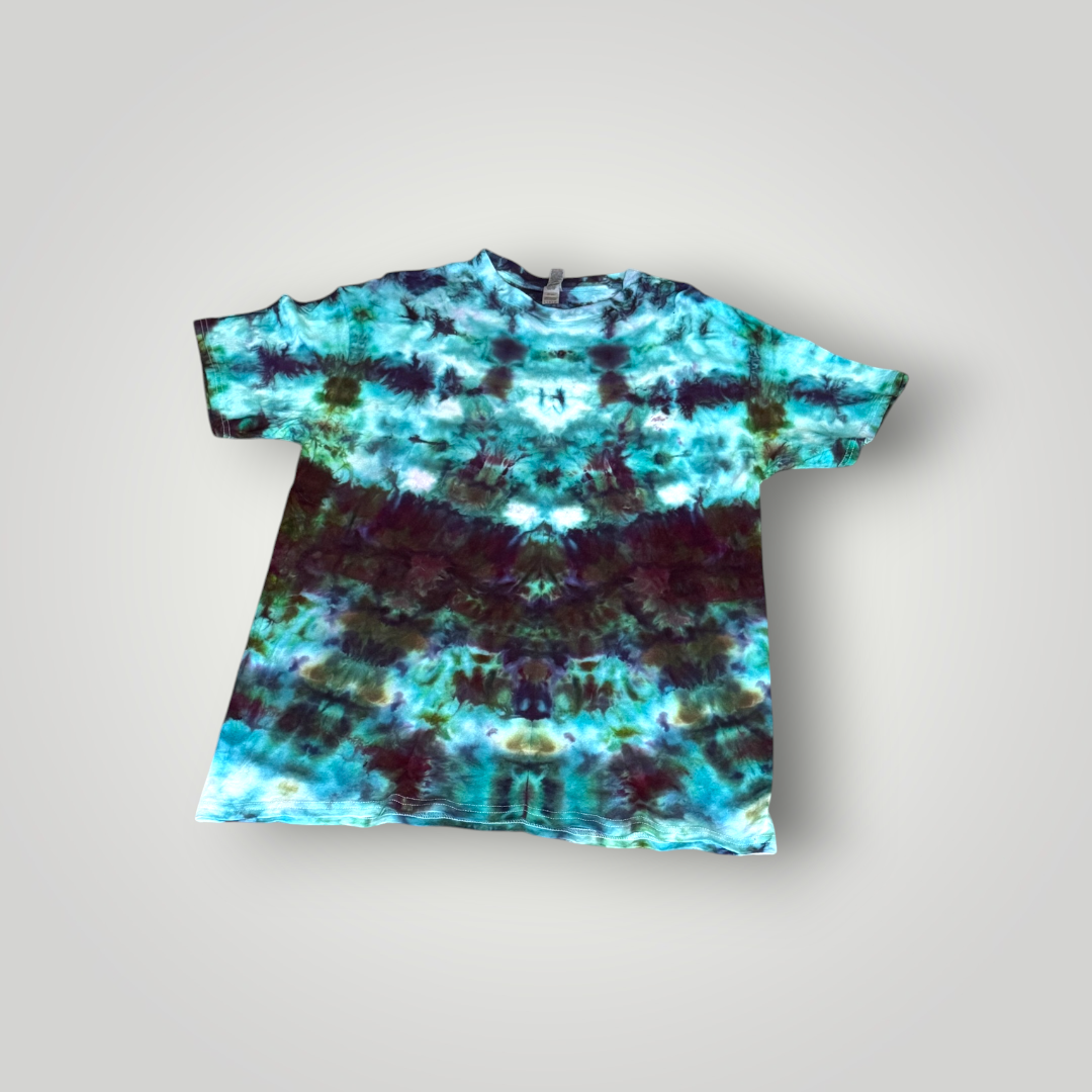 "Abyssal Plain" Scrunch Fold T-shirt – Teal & Midnight – 1 of 1 - Large