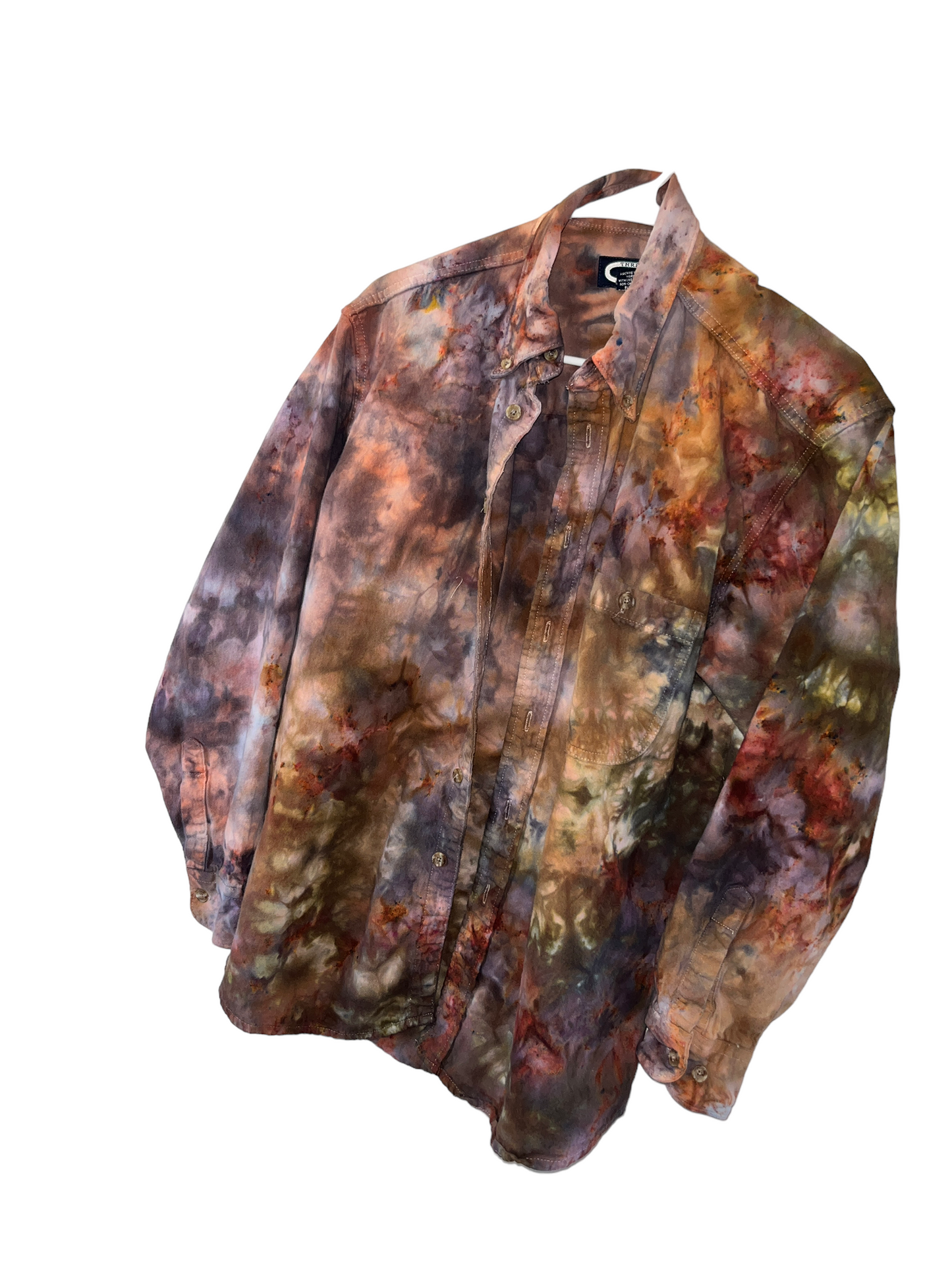 Let’s go Camping! Ice Dyed & Upcycled Men’s Shirt - Medium