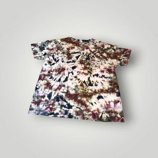 "Obsidian Speckle" Hand-Dyed 1-of-1 Scrunch T-shirt – Charcoal & Plum – Size 2X-Large