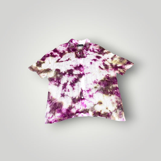 "Velvet Earth" Knit Button Up Shirt – Purple & Ochre – 1 of 1 - Size X-Large