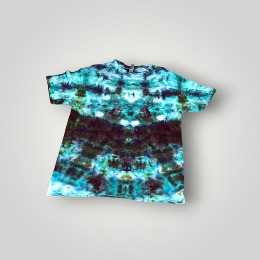 "Abyssal Plain" Scrunch Fold T-shirt – Teal & Midnight – 1 of 1 - Large