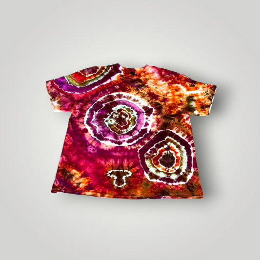 "Magma Chamber" Hand-Dyed 1-of-1 Geode T-shirt – Crimson & Moss – X-Large