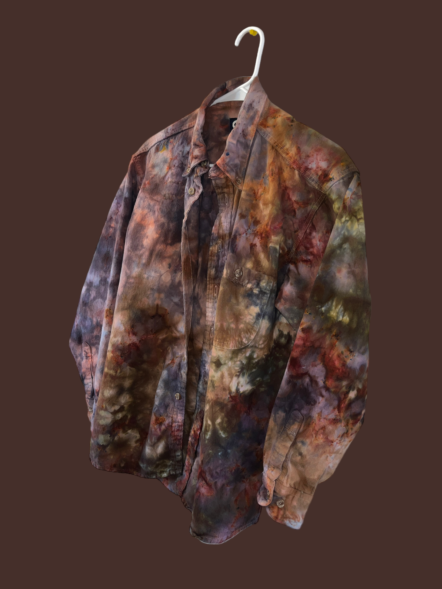 Let’s go Camping! Ice Dyed & Upcycled Men’s Shirt - Medium